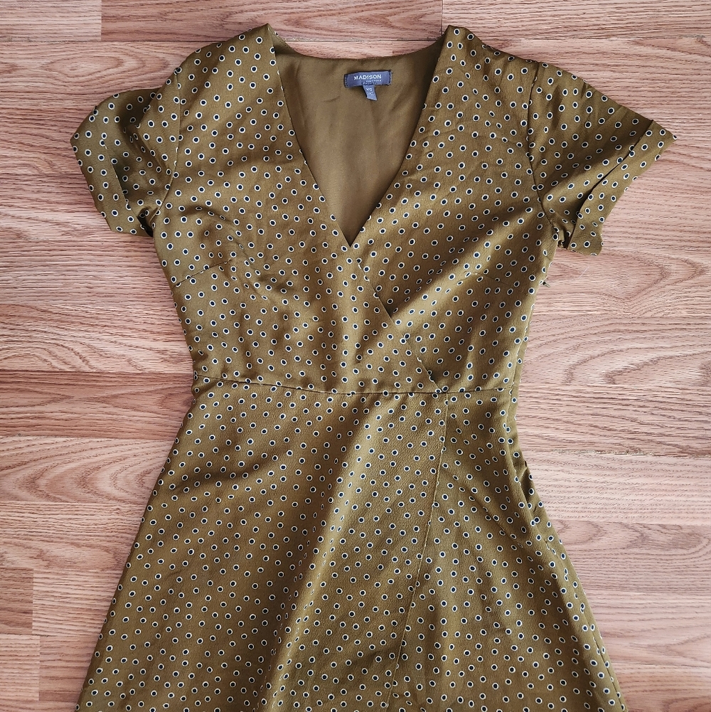 Olive Green Polka Dot Dress